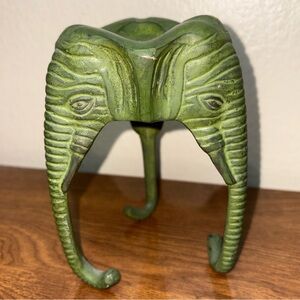 Vintage Bronze Green Elephant Tripod Incense Burner Ashtray candles Unique Decor